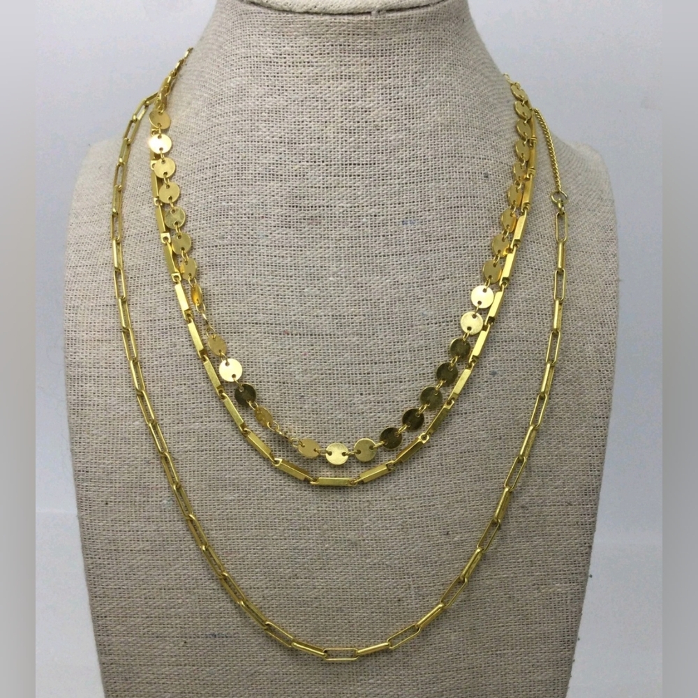 Madewell Lot of 3 Goldtone Chain Necklaces EUC 16"-18"